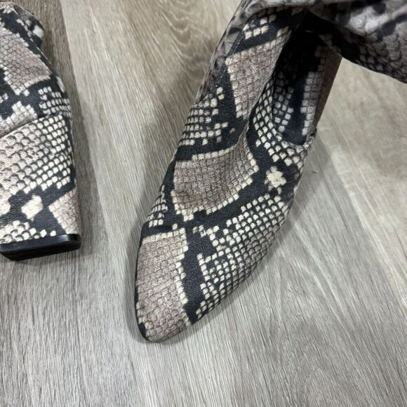 Steve Madden Elroy Ankle Bootie Women's 9 Snakeprint Fabric Block Heel Boots - Picture 4 of 11